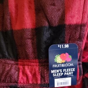 Fruit of the Loom Red and Black Fleece Sleep Pants